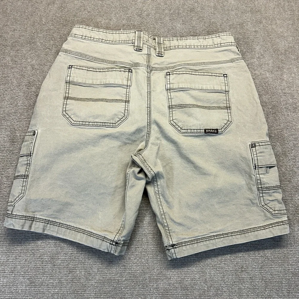 prAna Murray Cargo Shorts Men's 30 Khaki Stretch Organic Cotton Utility 9